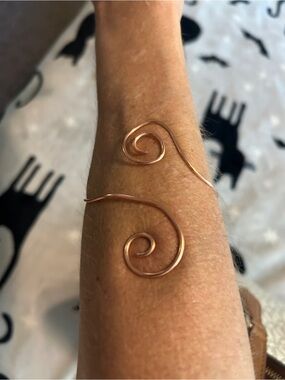 Handcrafted Copper Spiral Cuff Bracelet Holistic Benefits, Energy & Balance